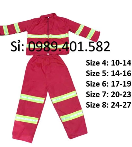 Trang phục lính cứu hỏa trẻ 10-27kg