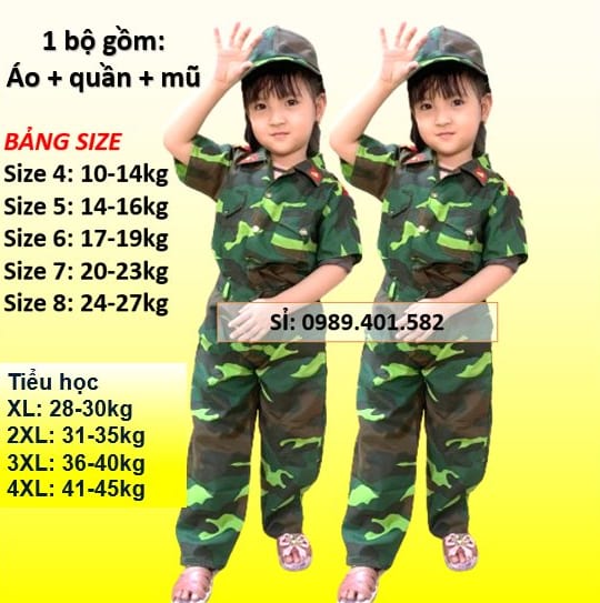 Bộ Quần Áo Chú Bộ Đội Rằn Ri Cho Bé – Đủ Size Từ Mầm Non Đến Tiểu Học