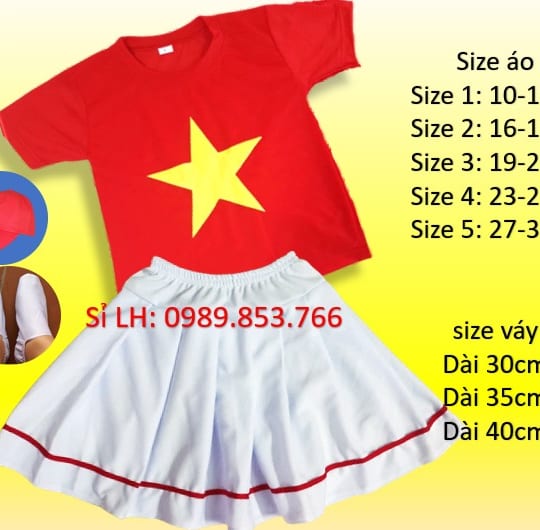 ÁO CỜ ĐỎ SAO VÀNG + VÁY TRẮNG DỄ THƯƠNG