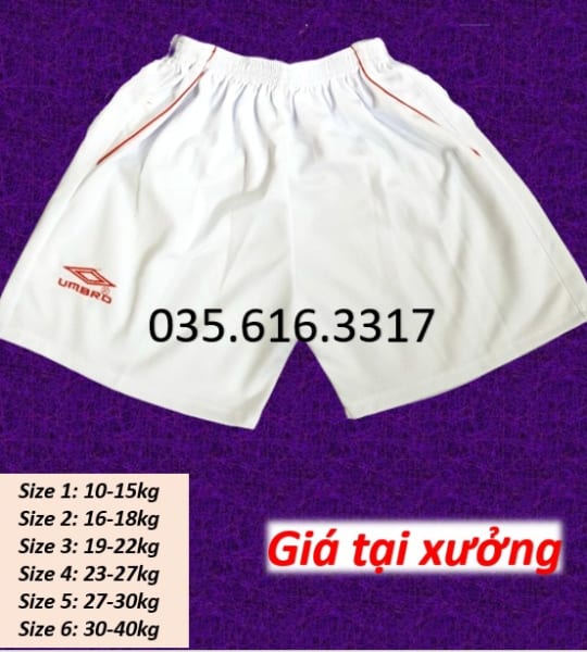 Quần đùi trắng cho trẻ 10-40kg,