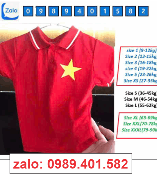Áo Cờ Đỏ Sao Vàng Cổ Bẻ Polo – Đủ Size Từ 10–90kg, In Logo Theo Yêu Cầu