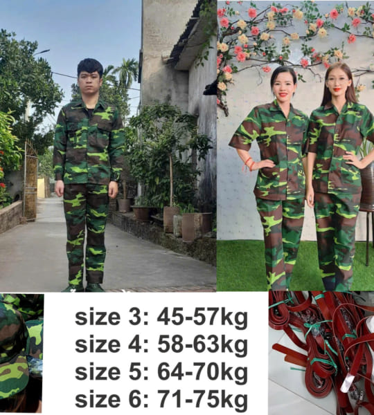 Bộ Đồ Bộ Đội Rằn Ri Người Lớn – Vải Kaki Dày Đẹp, Form Chuẩn Quân Nhân