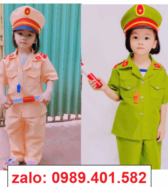 Đồng Phục Công An Xanh & Cảnh Sát Giao Thông Cho Bé